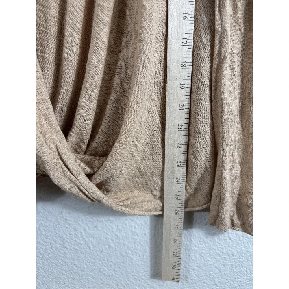 Brochu Walker Sweater Womens Small‎ Beige Linen Cotton Wrap V Neck Twist Front